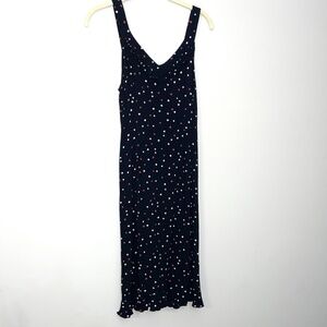 Loco Lindo Slip Dress Women Small Black Polka Dot Retro Boho Romantic Ruffle